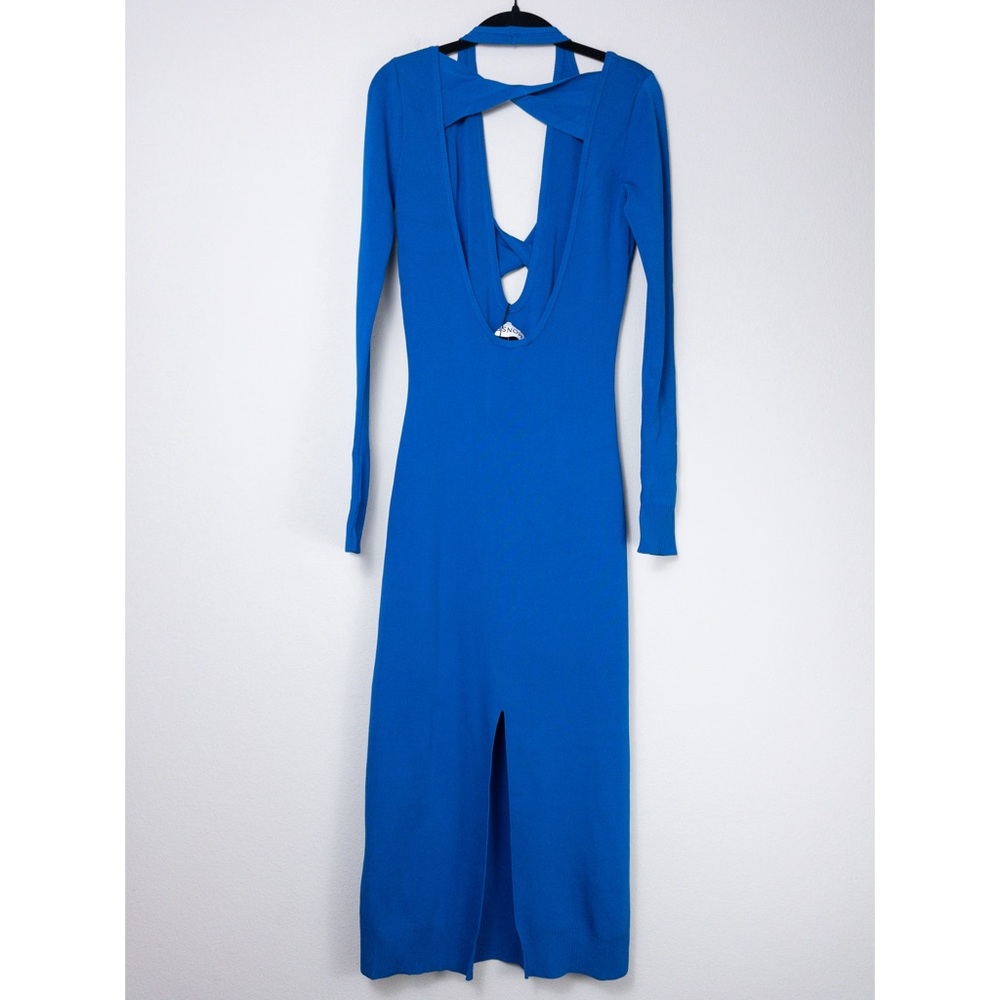 MONSE Royal Blue Long Sleeve Midi Dress with Open Back - Picture 9 of 15